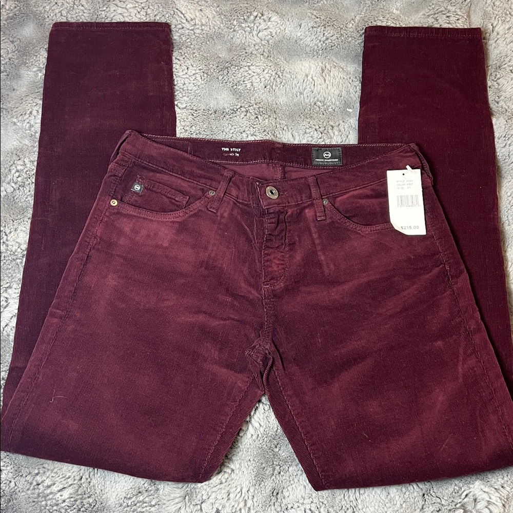 AG The Stilt Cigar Leg Low-Rise corduroy pants